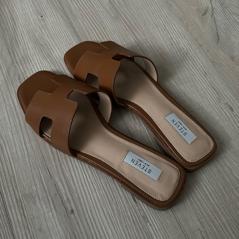 Steven By Steve Madden Brown Slide Sandals